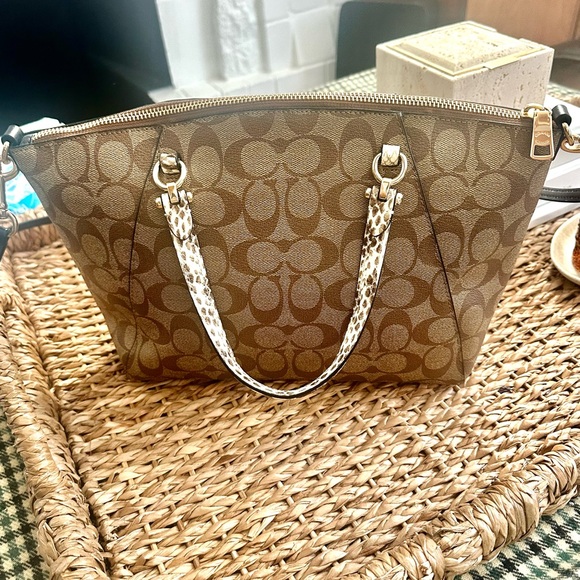 Coach Tan and Black Signature Tote - Picture 3 of 5